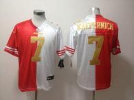 Nike San Francisco 49ers #7 Colin Kaepernick Red White Gold No Men‘s Stitched NFL Elite Split Jersey