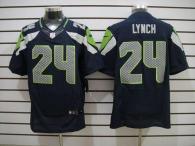 Nike Seattle Seahawks #24 Marshawn Lynch Steel Blue Team Color Men‘s Stitched NFL Elite Jersey