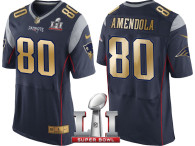 NEW ENGLAND PATRIOTS -80 DANNY AMENDOLA NAVY SUPER BOWL LI CHAMPIONS GOLD ELITE JERSEY