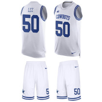 Cowboys -50 Sean Lee White Stitched NFL Limited Tank Top Suit Jersey