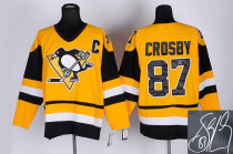 Autographed Pittsburgh Penguins -87 Sidney Crosby Stitched Yellow Mitchell&Ness NHL Jersey Autographed Pittsburgh Penguins -87 Sidney Crosby Stitched Yellow Mitchell&Ness NHL Jersey