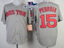 Boston Red Sox #15 Dustin Pedroia Grey Cool Base 2013 World Series Champions Patch Stitched MLB Jers Boston Red Sox #15 Dustin Pedroia Grey Cool Base 2013 World Series Champions Patch Stitched MLB Jers