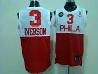 Philadelphia 76ers -3 Allen Iverson White Red Reebok 10TH Throwback Stitched NBA Jersey