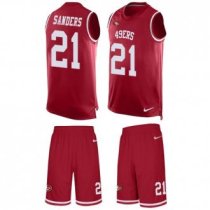 49ers #21 Deion Sanders Red Team Color Stitched NFL Limited Tank Top Suit Jersey