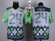 Nike Seattle Seahawks #24 Marshawn Lynch Grey Super Bowl XLIX Men's Stitched NFL Elite Noble Fashion