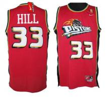 Detroit Pistons -33 Hill Red Throwback Stitched NBA Jersey Detroit Pistons -33 Hill Red Throwback Stitched NBA Jersey