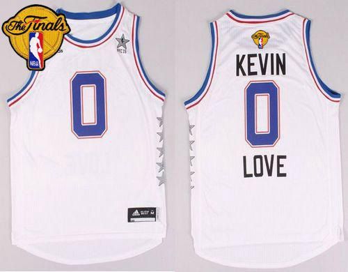 Cleveland Cavaliers -0 Kevin Love White 2015 All Star The Finals Patch Stitched NBA Jersey