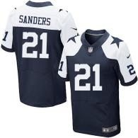 Nike Dallas Cowboys #21 Deion Sanders Navy Blue Thanksgiving Men's Stitched NFL Throwback Elite Jers