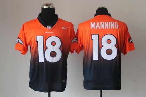 Nike Denver Broncos #18 Peyton Manning Orange Navy Blue Men's Stitched NFL Elite Fadeaway Fashion Je