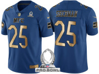 SEATTLE SEAHAWKS -25 RICHARD SHERMAN NFC 2017 PRO BOWL BLUE GOLD LIMITED JERSEY
