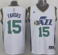 Revolution 30 Utah Jazz -15 Derrick Favors White Stitched NBA Jersey