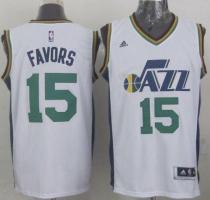 Revolution 30 Utah Jazz -15 Derrick Favors White Stitched NBA Jersey