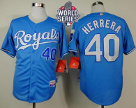 Kansas City Royals -40 Kelvin Herrera Light Blue Alternate Cool Base W 2015 World Series Patch Stitc