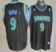 Minnesota Timberwolves -9 Ricky Rubio Black Vibe Stitched NBA Jersey