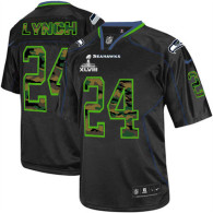 Seattle Seahawks Super Bowl XLVIII #24 Men's Marshawn Lynch Elite Black Camo Fashion Jersey