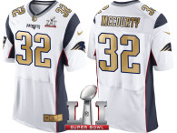 NEW ENGLAND PATRIOTS -32 DEVIN MCCOURTY WHITE SUPER BOWL LI CHAMPIONS GOLD ELITE JERSEY