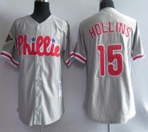 Mitchell and Ness Philadelphia Phillies #15 Dave Hollins Grey Stitched Throwback MLB Jersey Mitchell and Ness Philadelphia Phillies #15 Dave Hollins Grey Stitched Throwback MLB Jersey