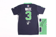 Autographed 2014 NBA All Star Miami Heat -3 Dwyane Wade Swingman Navy Blue Jersey