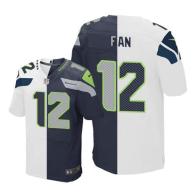 Nike Seahawks -12 Fan White Steel Blue Stitched NFL Elite Split Jersey