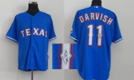MLB Texas Rangers #11 Yu Darvish Stitched Blue Autographed Jersey