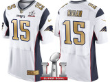 NEW ENGLAND PATRIOTS -15 CHRIS HOGAN WHITE SUPER BOWL LI CHAMPIONS GOLD ELITE JERSEY