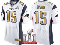 NEW ENGLAND PATRIOTS -15 CHRIS HOGAN WHITE SUPER BOWL LI CHAMPIONS GOLD ELITE JERSEY