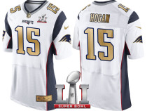 NEW ENGLAND PATRIOTS -15 CHRIS HOGAN WHITE SUPER BOWL LI CHAMPIONS GOLD ELITE JERSEY