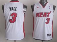 Miami Heat #3 Dwyane Wade White Stitched Youth NBA Jersey