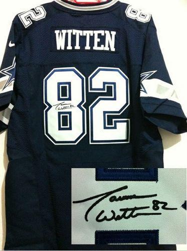 Nike Dallas Cowboys #82 Jason Witten Navy Blue Team Color Men's Stitched NFL Elite Autographed Jerse