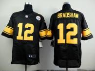 Nike Pittsburgh Steelers #12 Terry Bradshaw Black Gold No  Men's Stitched NFL Elite Jersey