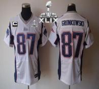 Nike New England Patriots -87 Rob Gronkowski White With C Patch Super Bowl XLIX Mens Stitched NFL El