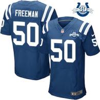 Nike Indianapolis Colts #50 Jerrell Freeman Royal Blue Team Color With 30TH Seasons Patch Men's Stit