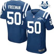 Nike Indianapolis Colts #50 Jerrell Freeman Royal Blue Team Color With 30TH Seasons Patch Men's Stit