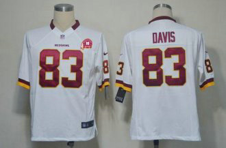 Nike Redskins -83 Fred Davis White With 80TH Patch Stitched NFL Game Jersey