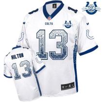 Nike Indianapolis Colts #13 TY Hilton White With 30TH Seasons Patch Men's Stitched NFL Elite Drift F