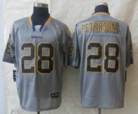 New Nike Minnesota Vikings 28 Peterson Lights Out Grey Elite Jerseys