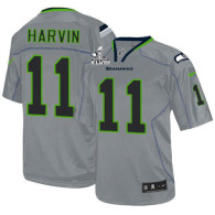 Seattle Seahawks Super Bowl XLVIII #11 Men‘s Percy Harvin Elite Lights Out Grey Jersey