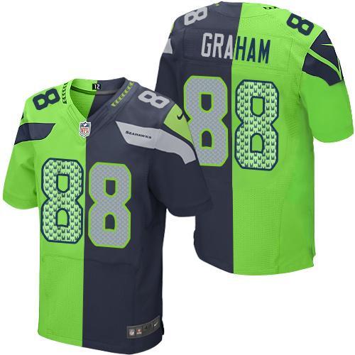 Nike Seahawks -88 Jimmy Graham Steel Blue Green Stitched NFL Elite Split Jersey