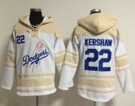 Los Angeles Dodgers -22 Clayton Kershaw White Sawyer Hooded Sweatshirt MLB Hoodie