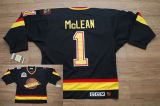 Vancouver Canucks -1 Kirk Mclean Stitched Black CCM Throwback Vintage NHL Jersey