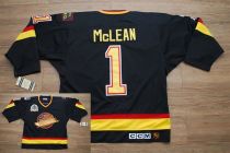 Vancouver Canucks -1 Kirk Mclean Stitched Black CCM Throwback Vintage NHL Jersey