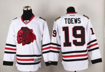 Chicago Blackhawks -19 Jonathan Toews White Red Skull Stitched NHL Jersey
