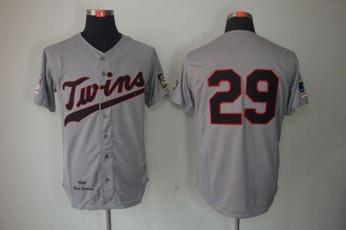Mitchell And Ness 1969 Minnesota Twins -29 Rod Carew Grey Throwback Stitched MLB Jersey