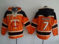 Minnesota Twins -7 Joe Mauer Orange Sawyer Hooded Sweatshirt MLB Hoodie