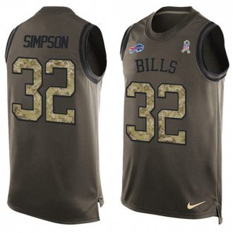 Nike Bills -32 O J Simpson Green Stitched NFL Limited Salute To Service Tank Top Jersey