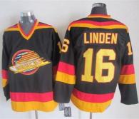 Vancouver Canucks -16 Trevor Linden Black Gold CCM Throwback Stitched NHL Jersey