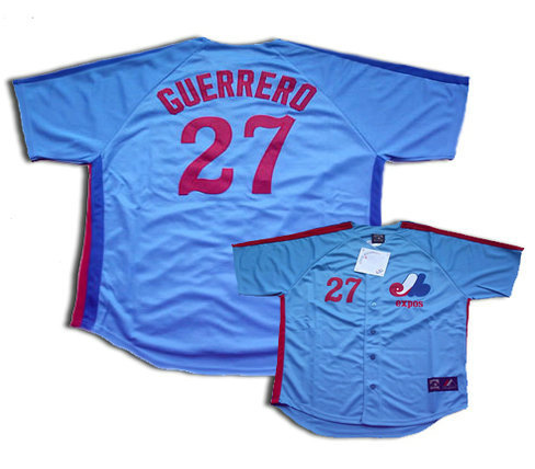 Mitchell and Ness Expos -27 Vladimir Guerrero Blue Stitched MLB Jersey