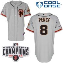 San Francisco Giants #8 Hunter Pence Grey Road 2 Cool Base W 2014 World Series Champions Patch Stitc