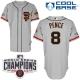 San Francisco Giants #8 Hunter Pence Grey Road 2 Cool Base W 2014 World Series Champions Patch Stitc