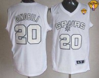 San Antonio Spurs -20 Manu Ginobili White Winter On-Court Finals Patch Stitched NBA Jersey